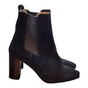 Antonio de Falia Debora black suede chelsea boots sz 6.5 heel leather EU 37